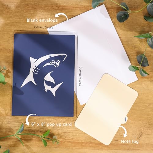 Rykamia Shark Pop Up Card - Blank Card With Envelop for Boys & Girls, Birthday/Gift, Just Because, Get Well Soon, Thank You - Image 4