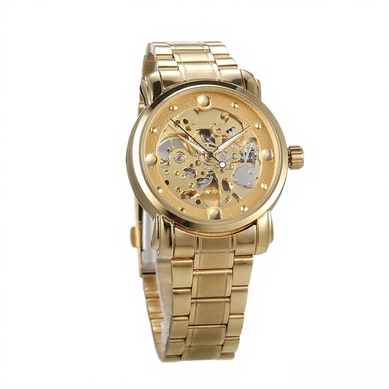 Men Luxury Business Automatic Mechanical Watch Fashion Stainless Steel Band Skeleton Wrist Watch - Image 1
