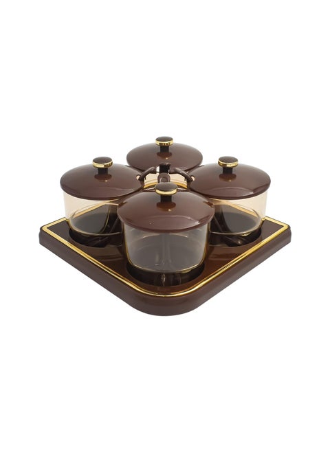 Nayasa Magic Pickle Container Set With Spoon, Lid And Tray For Dining Table Set Of 4 | Condiment Storage Jar For Achar, Spice, Mukhvas, Salt And Papper (4 Container Set)