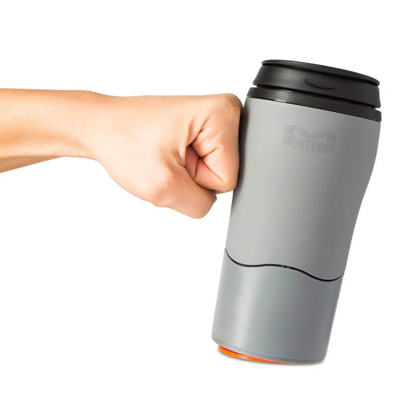 Mighty Mug Plastic Travel Mug No Spill Double Wall Tumbler ColdHot CupHolder Friendly Dishwasher Safe Gray 12oz