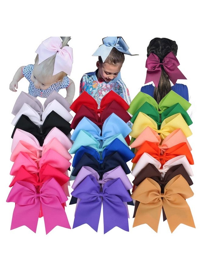 Sugarmelon 24 Colors Large Cheer Hair Bow Alligator Clips for Baby Little Girls School Colleage Teens Dancing Cheerleading Bow Hair Accessories (24 pcs/8 Inch Cheer Bow) - Image 1