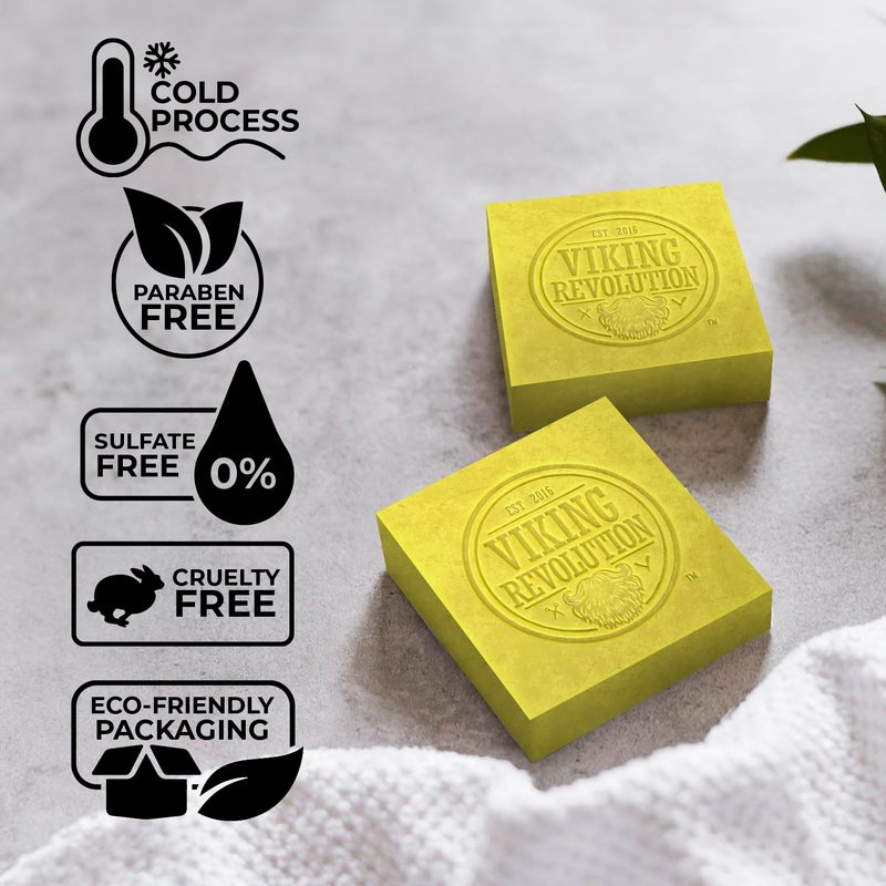 Viking Revolution Bergamot Natural Soap for Men - Mens Soap Bar with Essential Oils Cold Pressed Bar Soap for Men - Nourishing Mens Bar Soap with Coconut Oil, Shea Oil, Almond Oil (2 Pack) - Image 3