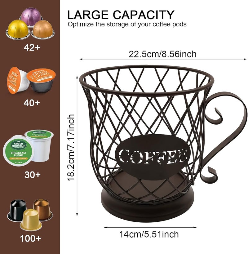 MFBJXC Coffee Pods Storage Basket, Capsule Holder for 35 K Cup Organizer, Basket Decor for Bar Countertop-Brown - Image 4