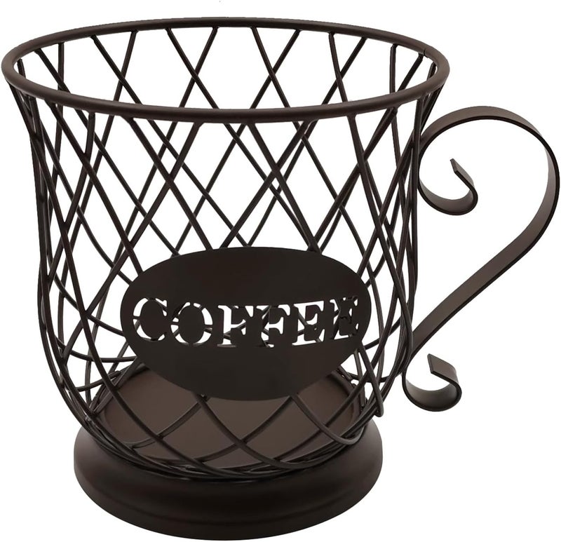 MFBJXC Coffee Pods Storage Basket, Capsule Holder for 35 K Cup Organizer, Basket Decor for Bar Countertop-Brown - Image 1