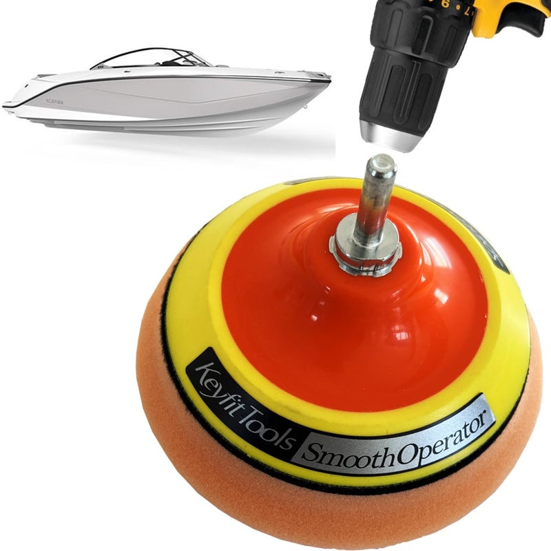 Keyfit Tools SmoothOperator Professional Drill Powered Fiberglass Boat Hull Cleaner Polisher HexaMax M780 Proprietary Non Abrasive CleaningPolishing Material Removes Algae Stains - Image 2