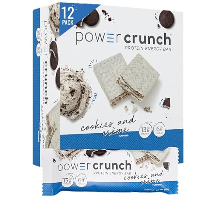 Power Crunch Protein Bars, High Protein Snacks with Delicious Taste, Cookies and Crème, 1.4 Ounce (12 Count) - Image 1