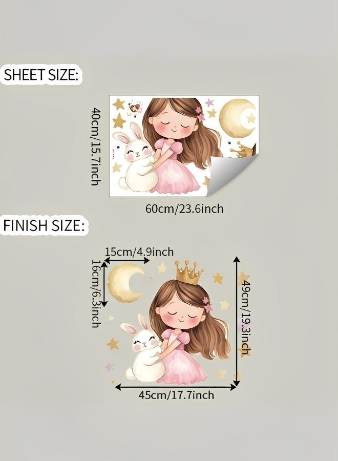 Little Princess Moon Girl Bedroom Children's Room Kindergarten Home Decoration PVC Wall Stickers - Image 2
