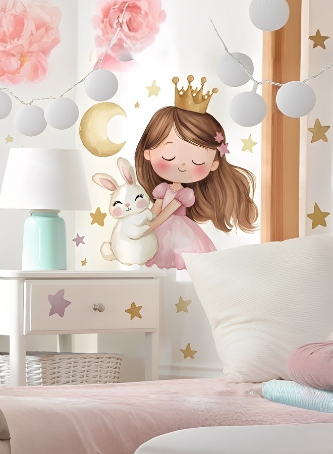 Little Princess Moon Girl Bedroom Children's Room Kindergarten Home Decoration PVC Wall Stickers - Image 5