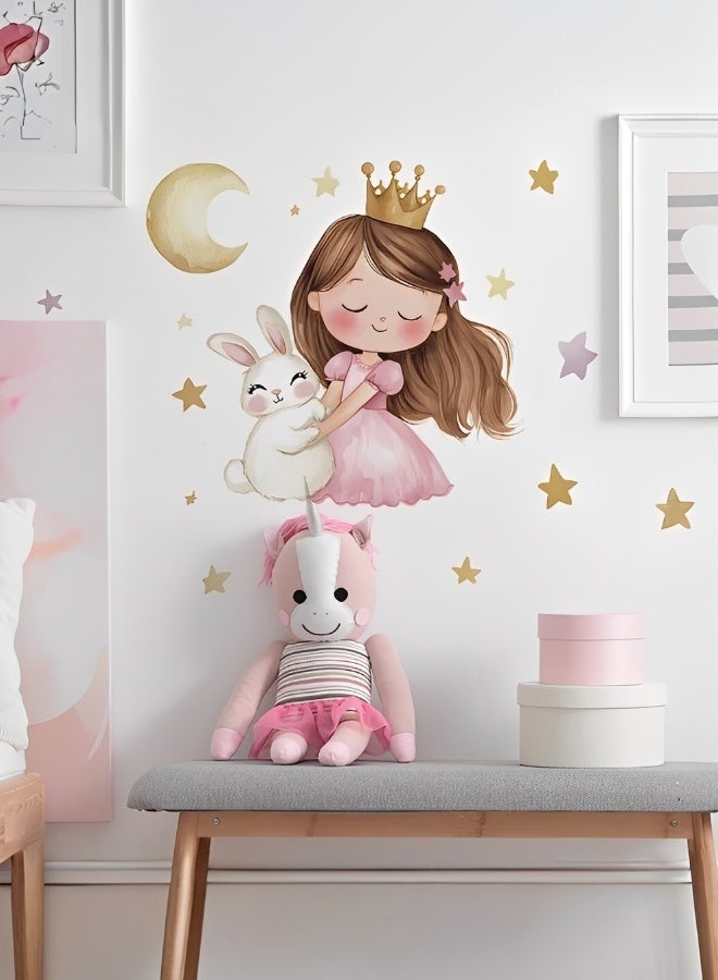 Little Princess Moon Girl Bedroom Children's Room Kindergarten Home Decoration PVC Wall Stickers - Image 3