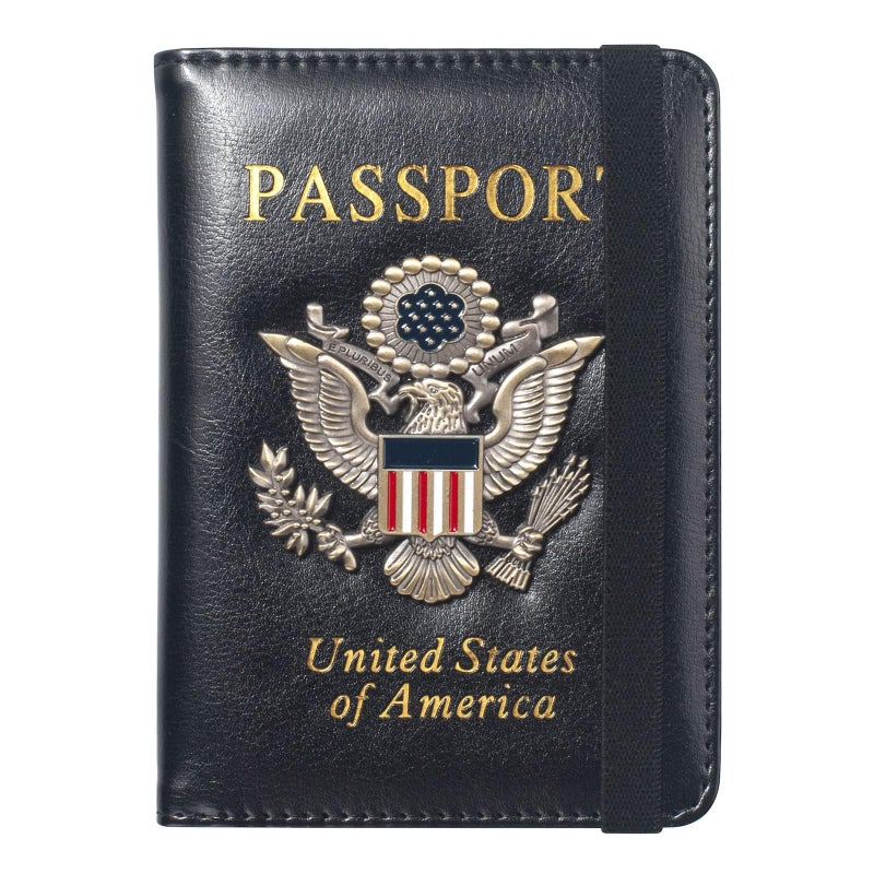 FACATH FACATH Passport Holder For Men Passport Cover Case Women Travel Wallet Case Passport Cards Protector Leather Card Case RFID Blocking Travel Accessories Document Organizer (Black)  - Image 1