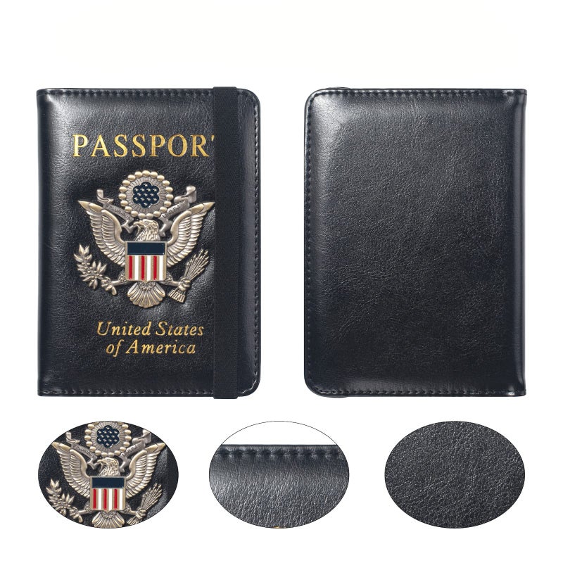 FACATH FACATH Passport Holder For Men Passport Cover Case Women Travel Wallet Case Passport Cards Protector Leather Card Case RFID Blocking Travel Accessories Document Organizer (Black)  - Image 5