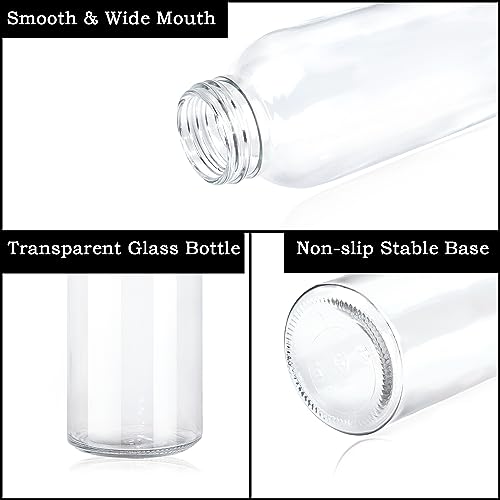 GUANENA 12 Pack Glass Water Bottles, 16oz Clear Glass Bottles with Stainless Steel Lids, Reusable Glass Drink Bottles with Caps for Juicing, Smoothies, Tea, Water, Beverages - Image 3