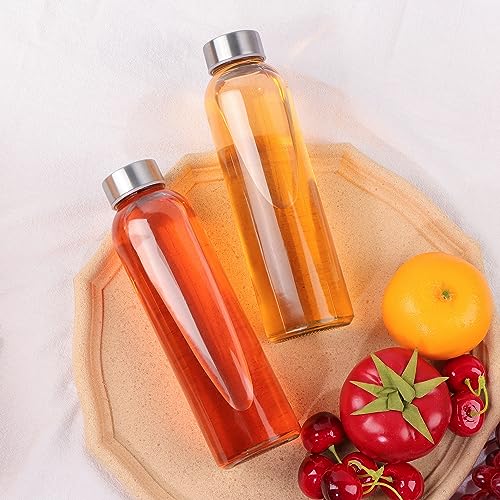 GUANENA 12 Pack Glass Water Bottles, 16oz Clear Glass Bottles with Stainless Steel Lids, Reusable Glass Drink Bottles with Caps for Juicing, Smoothies, Tea, Water, Beverages - Image 5