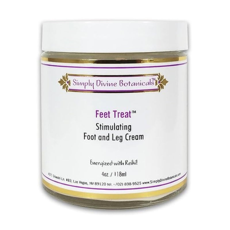 Simply Divine Botanicals Simply Divine Feet Treat Cream Cooling and Stimulating Relief for Swollen Feet Hands Headaches Organic Aloe Peppermint Spikenard 4 oz