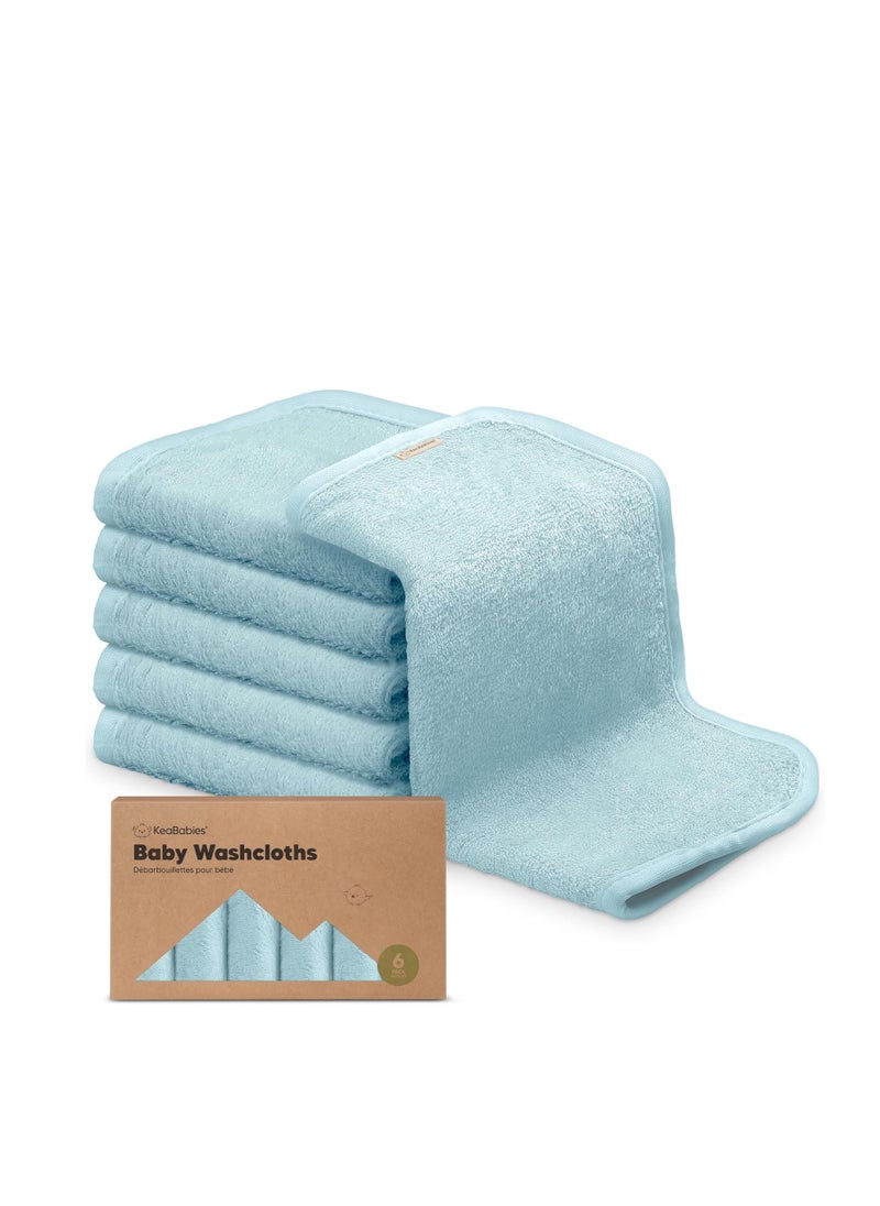 KeaBabies - 6 Pack Organic Baby Washcloths Soft Viscose from Bamboo Washcloth Baby Wash Cloths Baby Wash Cloth for Newborn Kids Bath Baby Towels Face Towel Face Cloths for Washing Face (Sky) - Image 1