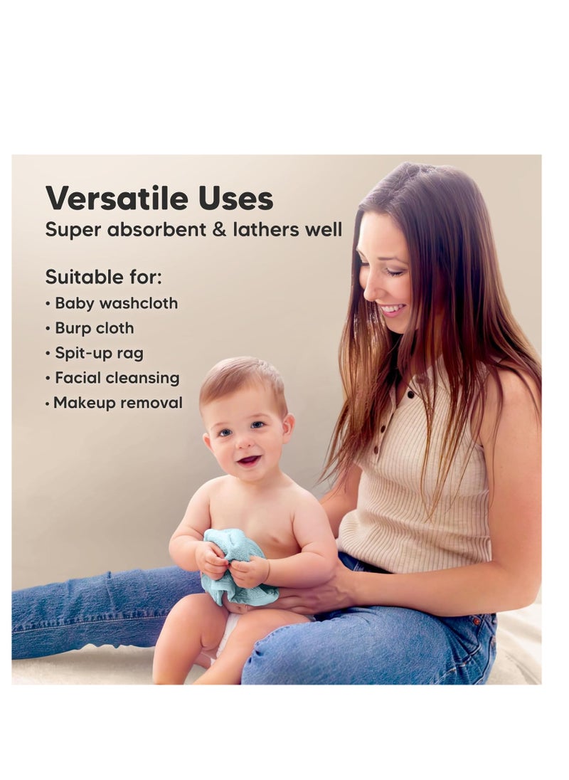 KeaBabies - 6 Pack Organic Baby Washcloths Soft Viscose from Bamboo Washcloth Baby Wash Cloths Baby Wash Cloth for Newborn Kids Bath Baby Towels Face Towel Face Cloths for Washing Face (Sky) - Image 1