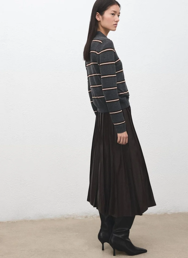 MANGO Striped polo-neck sweater