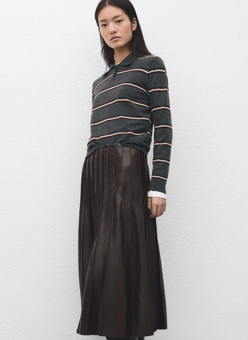 MANGO Striped polo-neck sweater