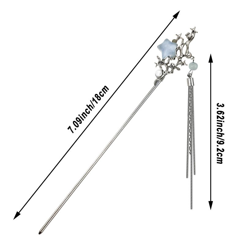 Arvintas 5PCS Butterfly Flower Hair Sticks for Buns Long Hair Chinese Hanfu Asian Vintage Hair Chopsticks Metal Silver Hair Bun Updo Holders Long Hairpins for Women Girls - Image 2