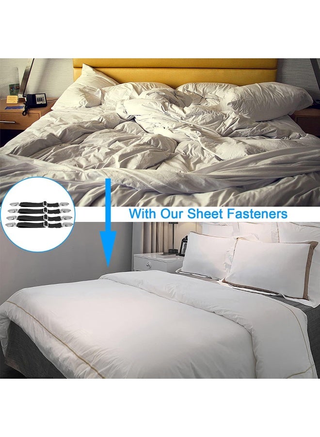 BetyBedy 4Pcs Adjustable Bed Sheet Fasteners Suspenders Elastic Sheet Band Straps Clips Cover Grippers Suspenders Holder for Mattress Pad Cover Sofa Cushion Black - Image 5