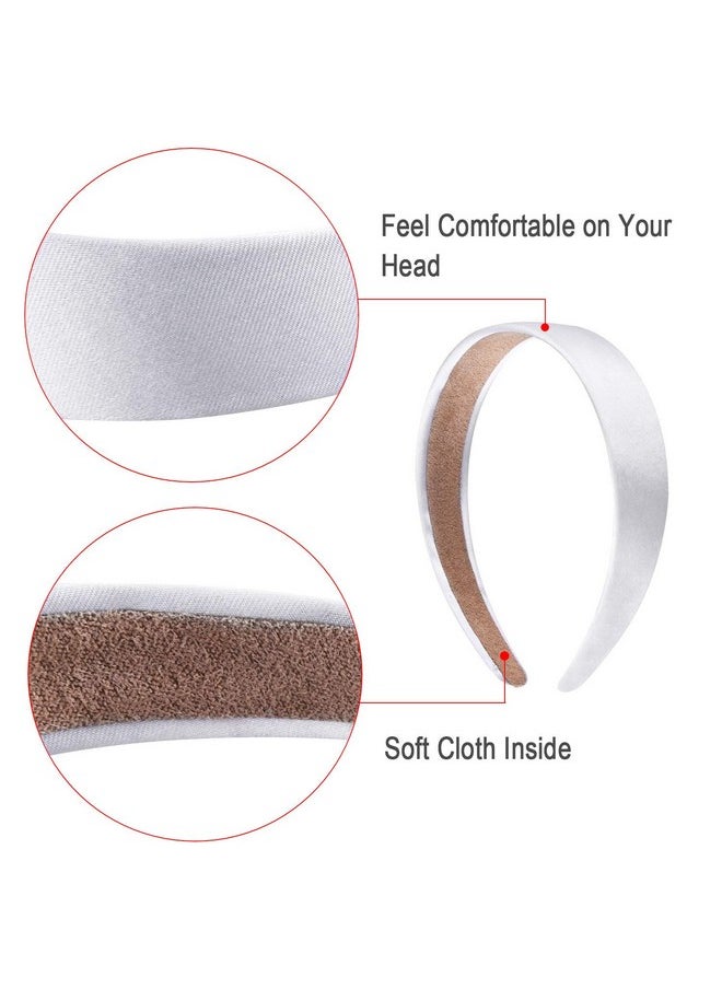 SIQUK 14 Pieces Satin Headbands White Ribbon Headband 1 Inch Plain Diy Hair Headbands For Women And Girls  - Image 3