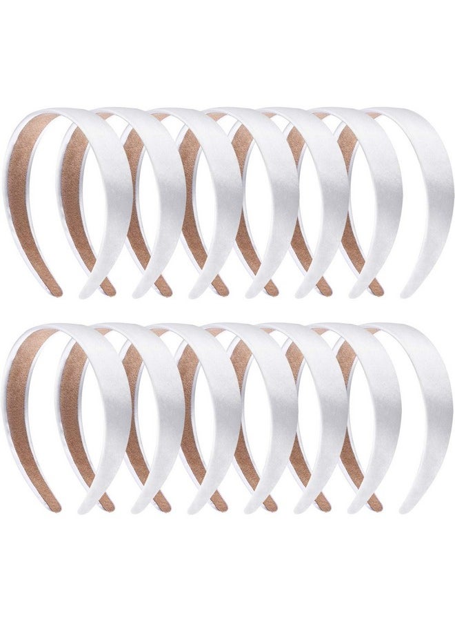 SIQUK 14 Pieces Satin Headbands White Ribbon Headband 1 Inch Plain Diy Hair Headbands For Women And Girls  - Image 1
