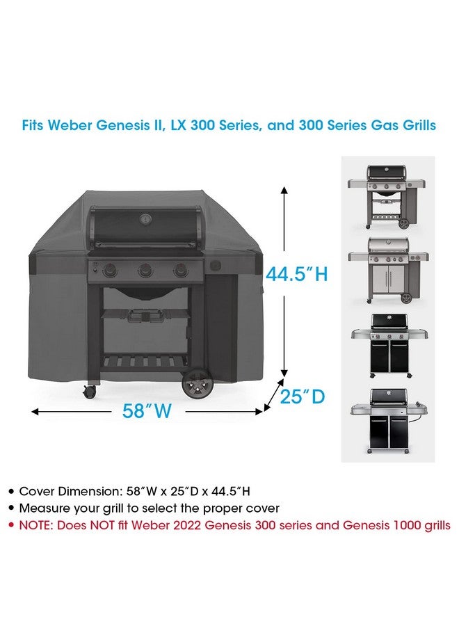 Unicook Unicook 58 Inch Grill Cover for Weber Genesis II, Genesis II LX 300 Series and Genesis 300 Series Gas Grills, Heavy Duty Waterproof Barbecue Cover, Fade Resistant BBQ Cover, Compared to Weber 7130  - Image 3