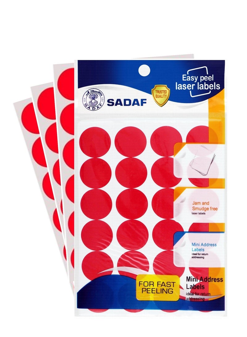Sadaf 240 قطعة من الملصقات الدائرية بقطر 25 مم باللون الأحمر - Image 1