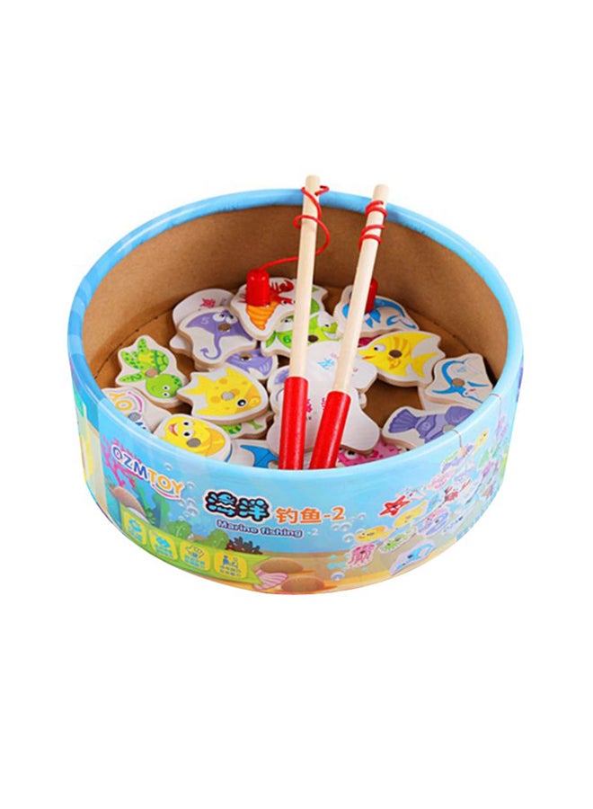 Wooden Magnetic Double Pole Fun Fishing Play Educational Toy For Kids - Image 1