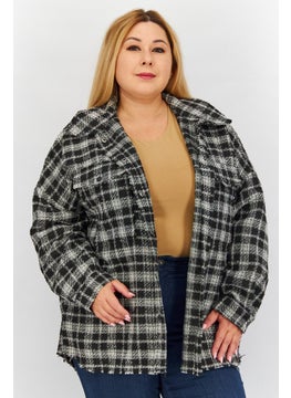 Black Tape Women Trendy Plus Size Plaid Snap Front Jacket, Multicolor  - Image 1
