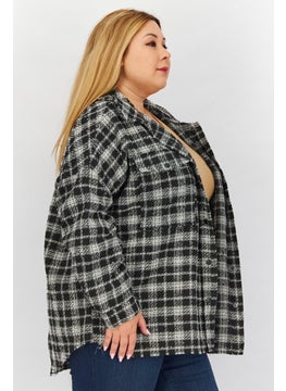 Black Tape Women Trendy Plus Size Plaid Snap Front Jacket, Multicolor  - Image 3