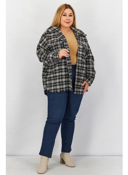 Black Tape Women Trendy Plus Size Plaid Snap Front Jacket, Multicolor  - Image 2