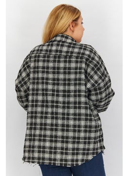 Black Tape Women Trendy Plus Size Plaid Snap Front Jacket, Multicolor  - Image 4