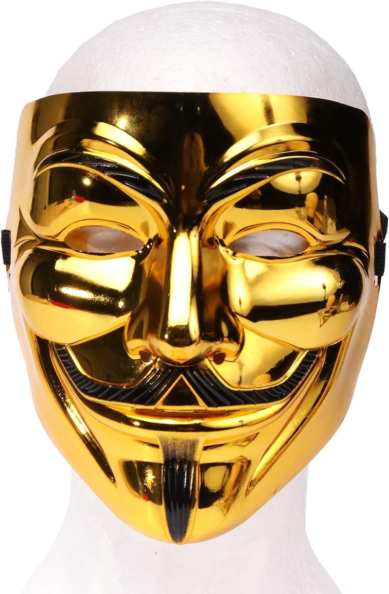 FAVELA Anonymous Hacker Mask for Boys | V for Vendetta | Guy Fawkes | White Face Mask | Cosplay | Birthday (Gold-Vendetta) - Image 5