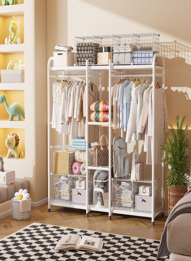 C&AHOME Wire Cube Storage, 2-Cube Storage Organizer Metal, C Grids Storage Bins Shelving, Modular Bookshelf Shelf, Closet Cabinet Ideal for Bedroom, Office 12.4”L x 12.4”W 24.8”H White UWCS3002W - Image 4