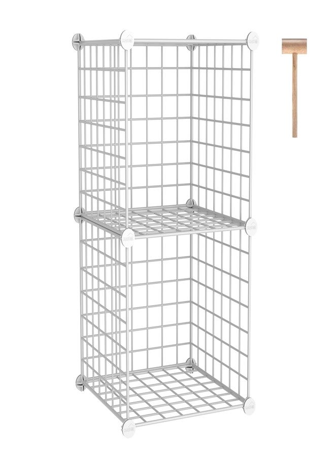 C&AHOME Wire Cube Storage, 2-Cube Storage Organizer Metal, C Grids Storage Bins Shelving, Modular Bookshelf Shelf, Closet Cabinet Ideal for Bedroom, Office 12.4”L x 12.4”W 24.8”H White UWCS3002W - Image 1