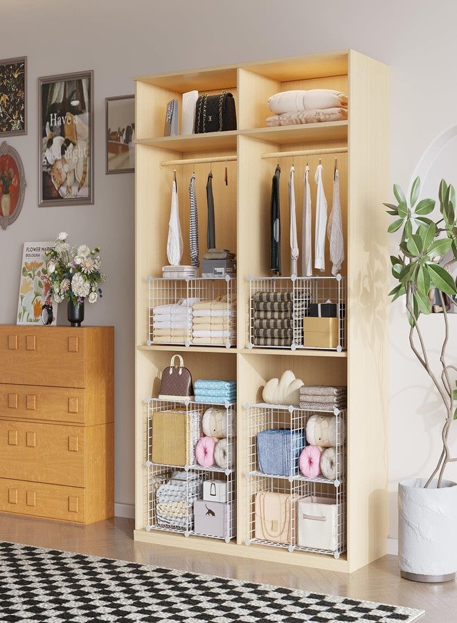 C&AHOME Wire Cube Storage, 2-Cube Storage Organizer Metal, C Grids Storage Bins Shelving, Modular Bookshelf Shelf, Closet Cabinet Ideal for Bedroom, Office 12.4”L x 12.4”W 24.8”H White UWCS3002W - Image 5