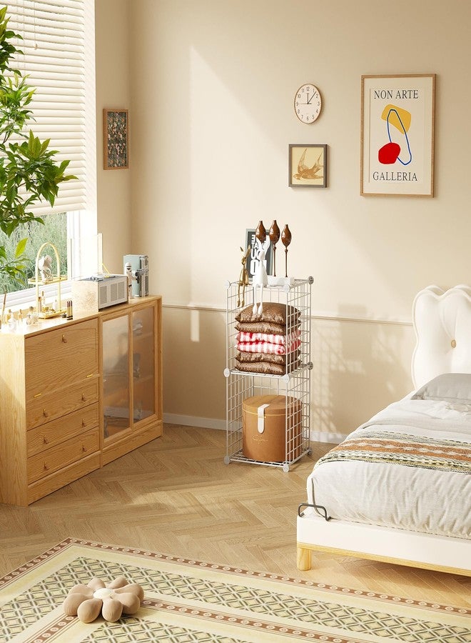 C&AHOME Wire Cube Storage, 2-Cube Storage Organizer Metal, C Grids Storage Bins Shelving, Modular Bookshelf Shelf, Closet Cabinet Ideal for Bedroom, Office 12.4”L x 12.4”W 24.8”H White UWCS3002W - Image 2