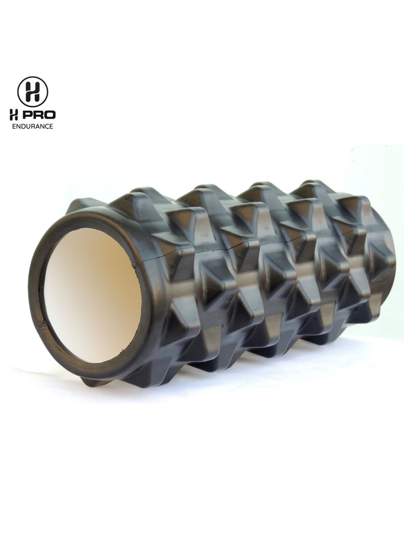 H PRO أسطوانة إسفنجية عالية الكثافة H PRO للعلاج الطبيعي | أسطوانة يوجا لممارسة الرياضة واستعادة العضلات | جهاز تدليك للعضلات والظهر | أسود - Image 5