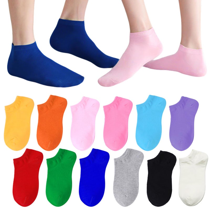 UoUoUosocks 12 Pairs Colorful Low Cut Ankle Socks for Women & Men, Assorted Solid Colors Pack, Lightweight Breathable Socks Thin Sock, 12 Assorted Colors, 5-8 - Image 1