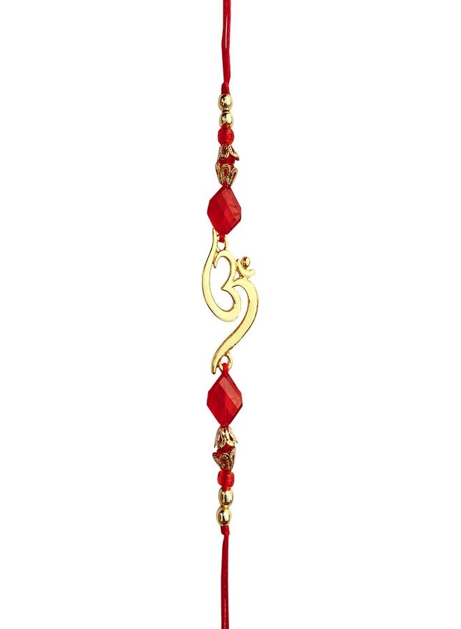 FURE Om Beads Rakhi (Golden) & S Initial Brooch for Brother - Image 2