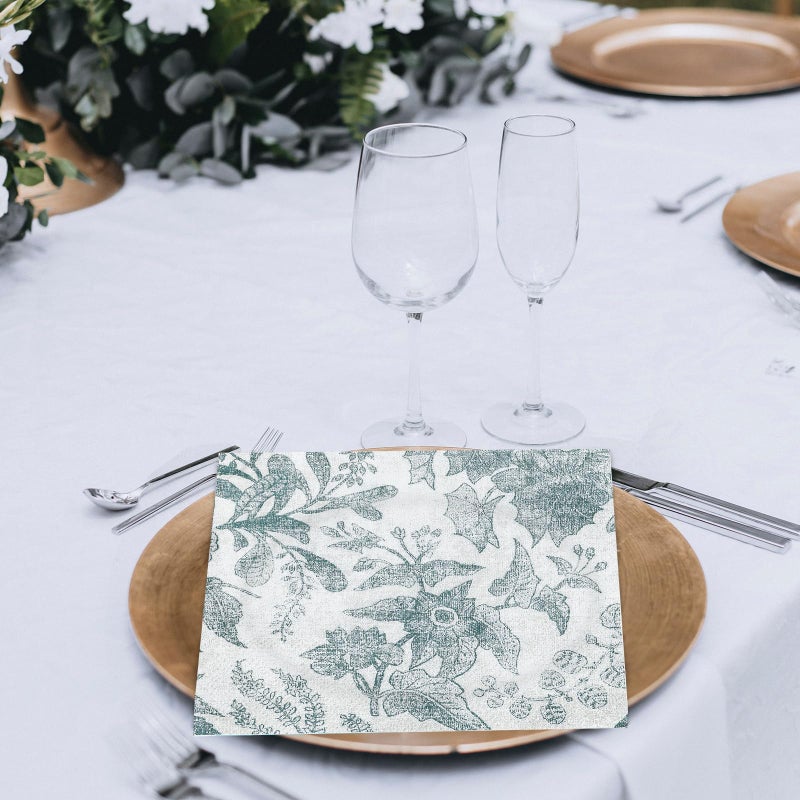 YOCHANDA 100 pack Floral Paper Cocktail Napkins Dessert Napkins Folded 5 x 5 Inches Disposable Napkins for Dinner Baby Shower  Tea Party  Garden Birthday Party Wedding Bridal Anniversary (HUILVSE  5 * 5) - Image 4