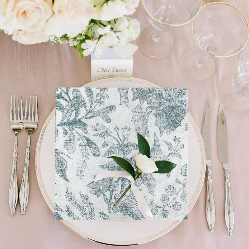 YOCHANDA 100 pack Floral Paper Cocktail Napkins Dessert Napkins Folded 5 x 5 Inches Disposable Napkins for Dinner Baby Shower  Tea Party  Garden Birthday Party Wedding Bridal Anniversary (HUILVSE  5 * 5) - Image 3