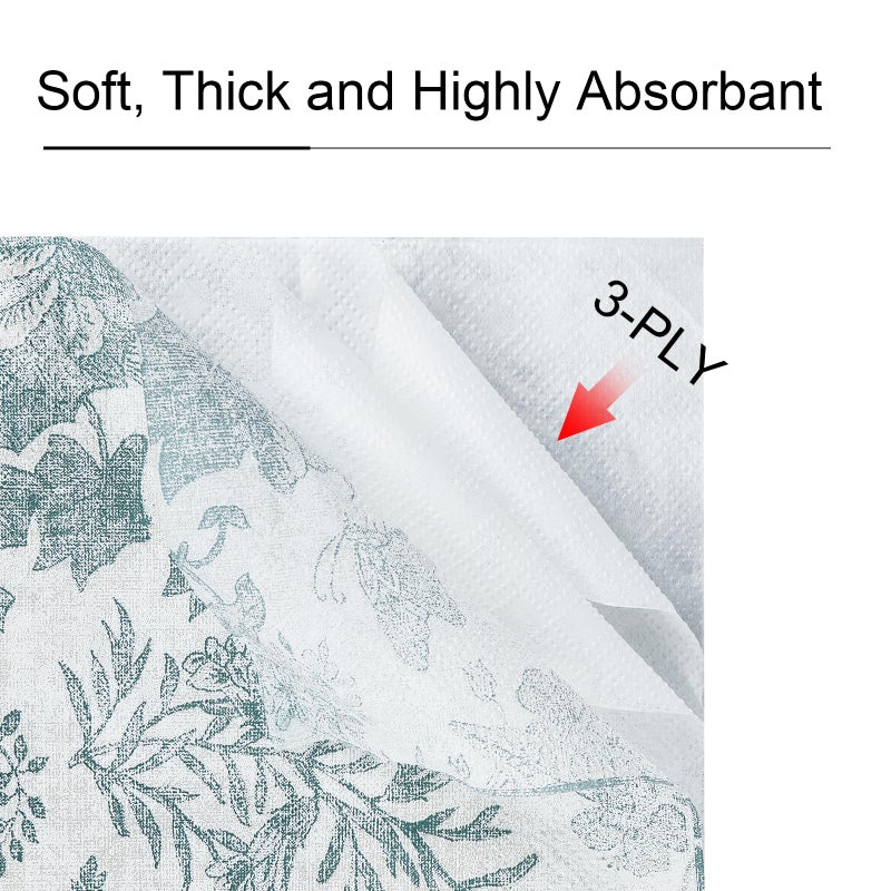 YOCHANDA 100 pack Floral Paper Cocktail Napkins Dessert Napkins Folded 5 x 5 Inches Disposable Napkins for Dinner Baby Shower  Tea Party  Garden Birthday Party Wedding Bridal Anniversary (HUILVSE  5 * 5) - Image 2