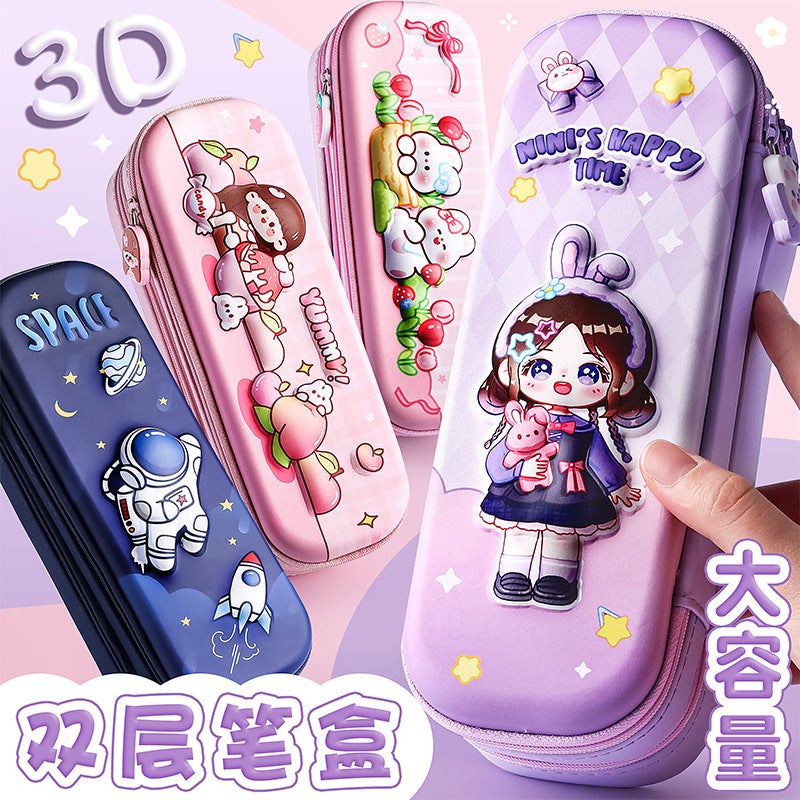Ka Ba Xiong 3D Pencil Case Boy'S Stationery Case Boy'S Pencil Case New Popular Student Pencil Case Double Layer Large Capacity - Image 3