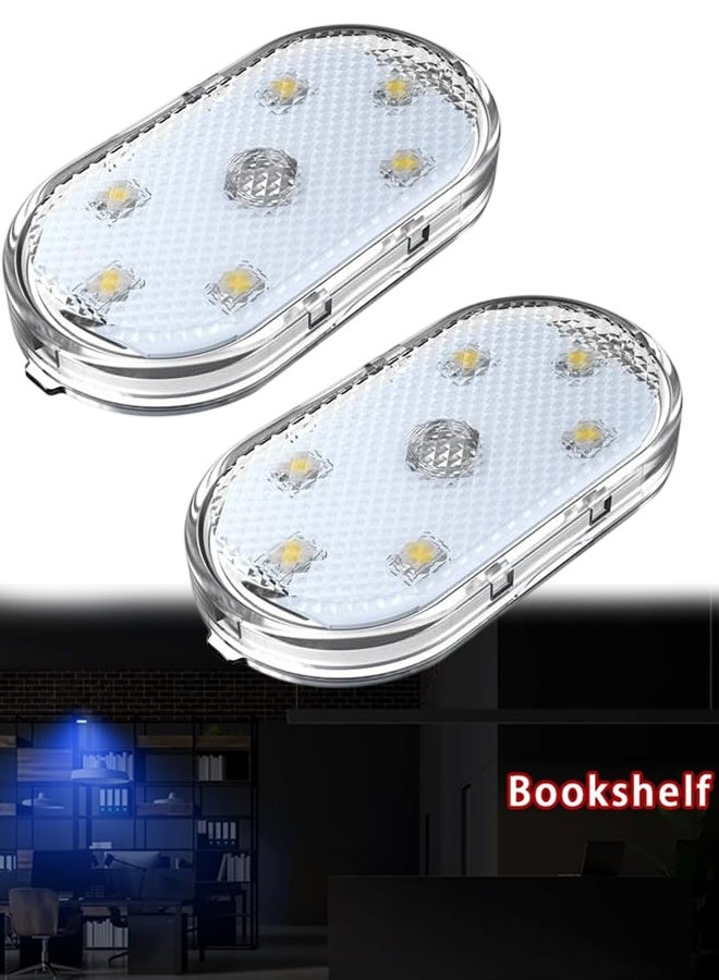 2 PCS Car Led Lights Interior,White Ambient Lighting Car Interior,USB Rechargeable Car Interior Reading Light,Portable Led Lights for Car - Image 1