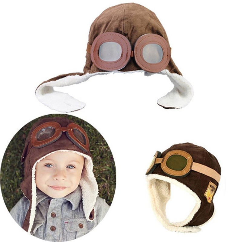 Haifly Baby Kids Winter Warm Hat Boy Warmer Earflap Hat Pilot Aviator Cap with Goggles Pattern Brown - Image 2