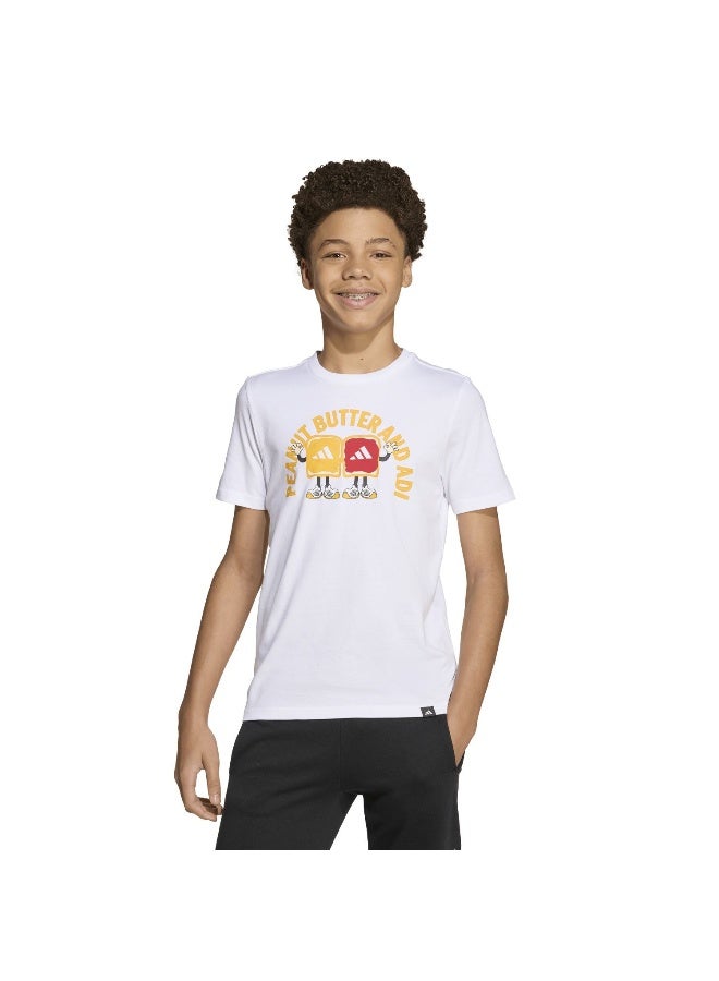 Adidas J Food T White Graphic Tee (Short Sleeve) T-Shirts For Kids - Image 2