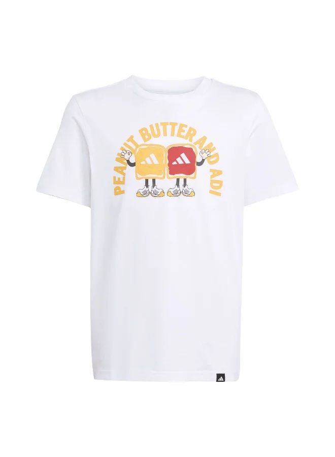 Adidas Adidas J Food T White Graphic Tee (Short Sleeve) T-Shirts For Kids