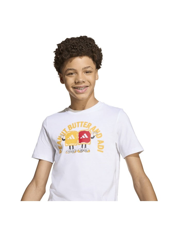 Adidas J Food T White Graphic Tee (Short Sleeve) T-Shirts For Kids - Image 5